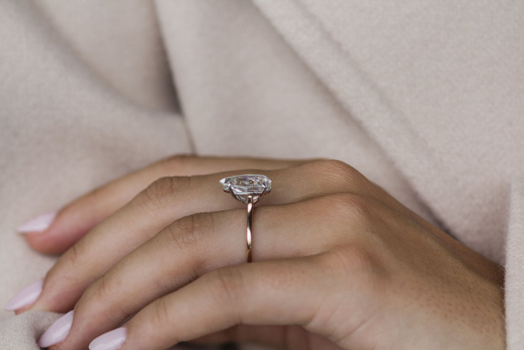 4.50 CT Pear Cut Moissanite Solitaire Engagement Ring