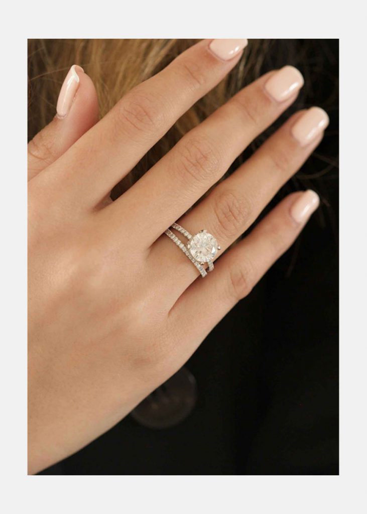 2.50 CT Round Moissanite Pave Setting Engagement Ring