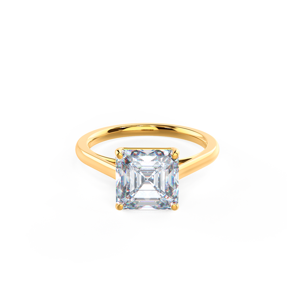 2.50 CT Asscher Cut Moissanite Solitaire Engagement Ring