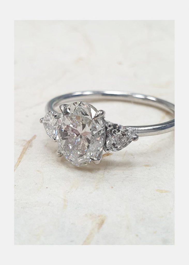 1.50 CT Oval Cut Moissanite Three Stone Engagement Ring