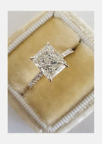 2.0 CT Radiant Cut Moissanite Diamond Pave Setting Engagement Ring