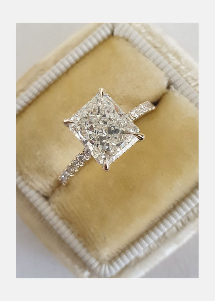 2.0 CT Radiant Cut Moissanite Diamond Pave Setting Engagement Ring