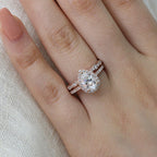 1.50CT Pear Cut Moissanite Halo Bridal Ring Set
