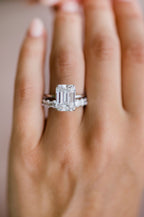 5.50 CT Emerald Moissanite Hidden Halo Setting Engagement Ring