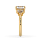 Asscher Cut Diamond Ring With 2 Trapezoid Side Stone