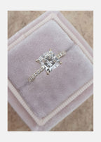 2.0 CT Cushion Moissanite Hidden Halo Setting Engagement Ring
