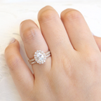 1.50CT Oval Cut Moissanite Halo Bridal Ring Set