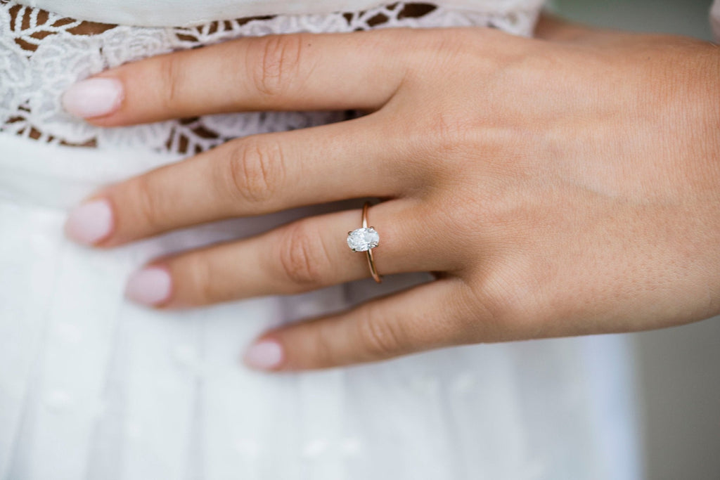 1.33 CT Oval Cut Hidden Halo Moissanite Engagement Ring