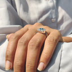 Cluster Engagement Ring With Round OEC Cut Moissanite