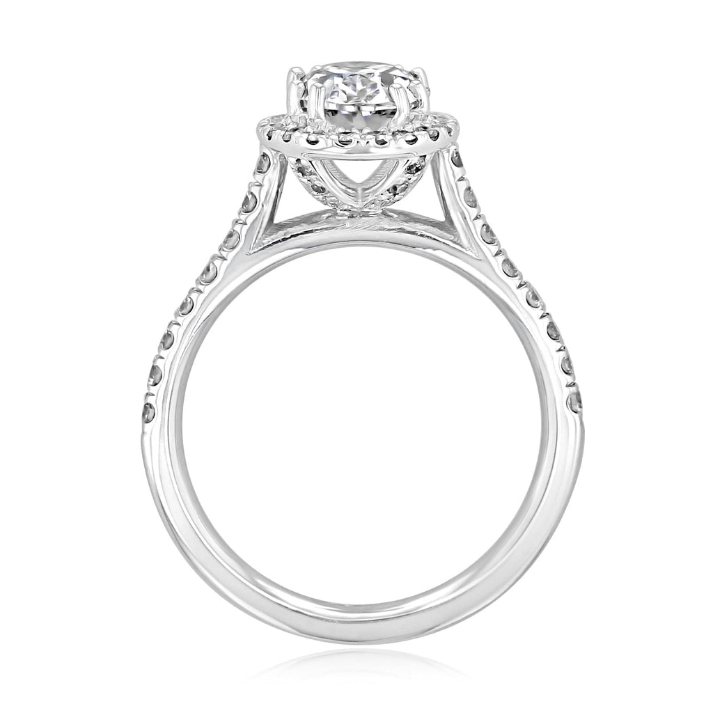 1.33CT Oval Cut Halo Moissanite Engagement Ring