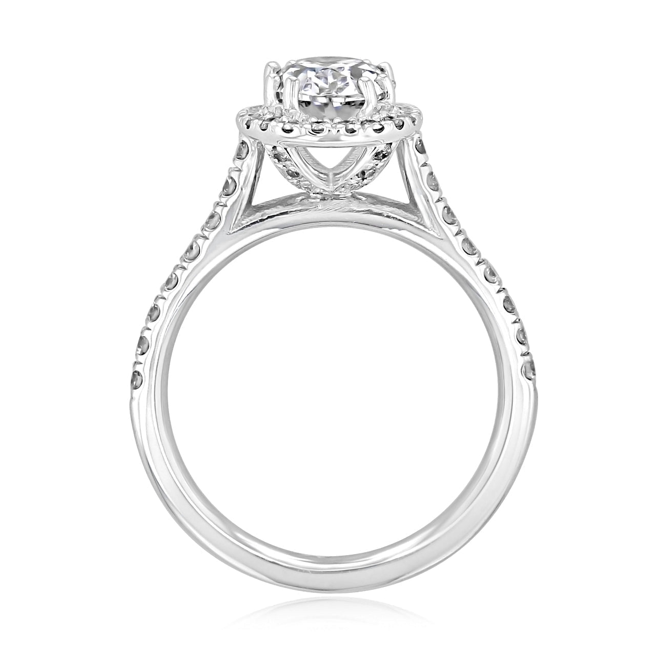 1.33CT Oval Cut Halo Moissanite Engagement Ring