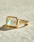 1.0 -3.0 CT Emerald Cut Lab Grown Diamond Bezel Solitaire Engagement Ring
