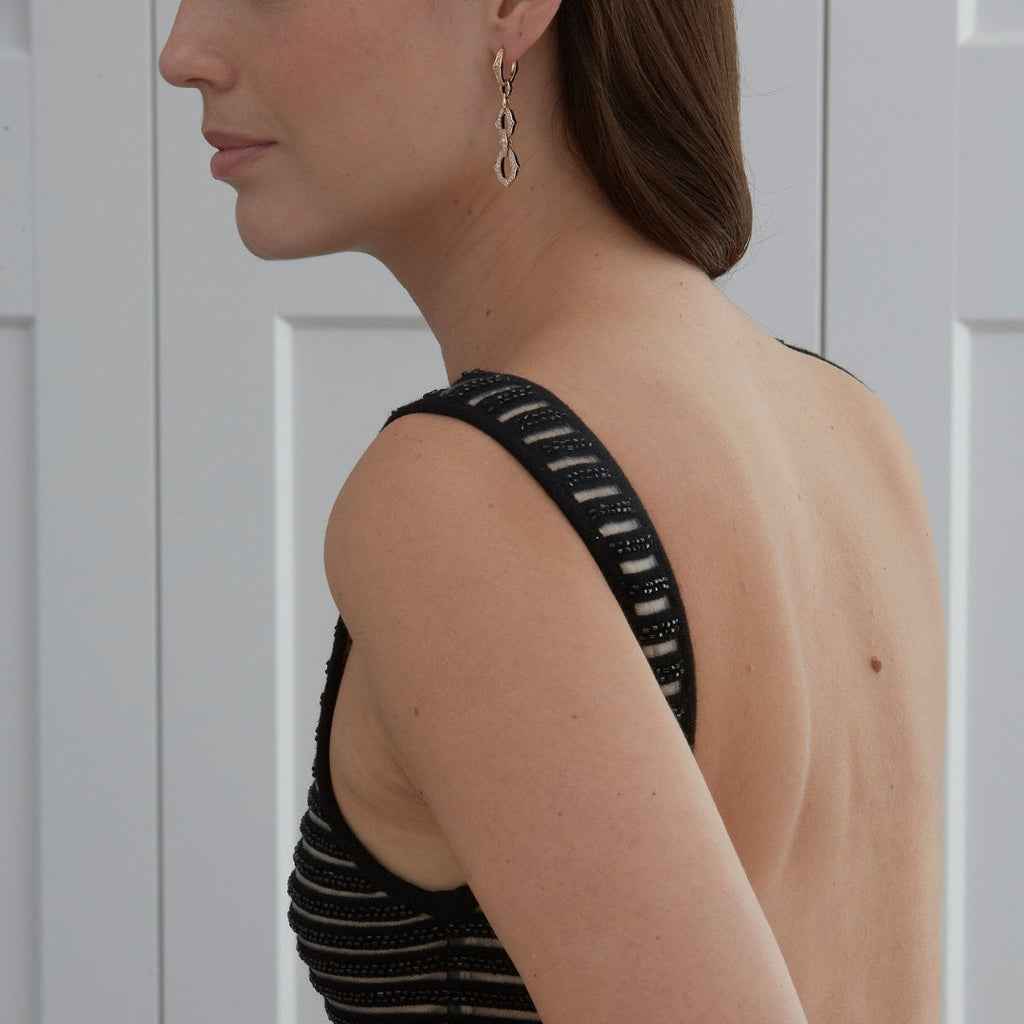 0.70 TCW Round Moissanite Diamond Link Drop Earrings