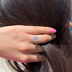 1.50 CT Cushion Cut Pave Style Moissanite Engagement Ring