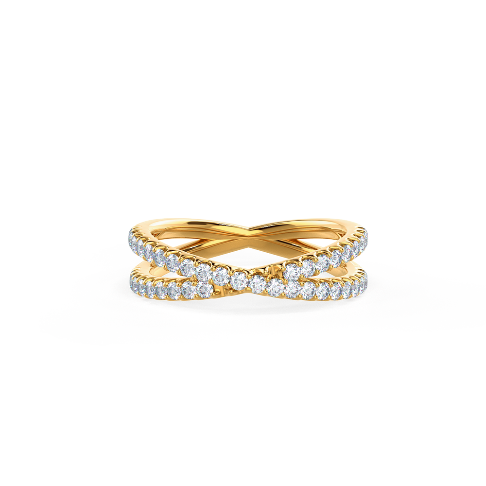 0.50 TCW Round Brilliant Cut Criss Cross Style Moissanite Wedding Band