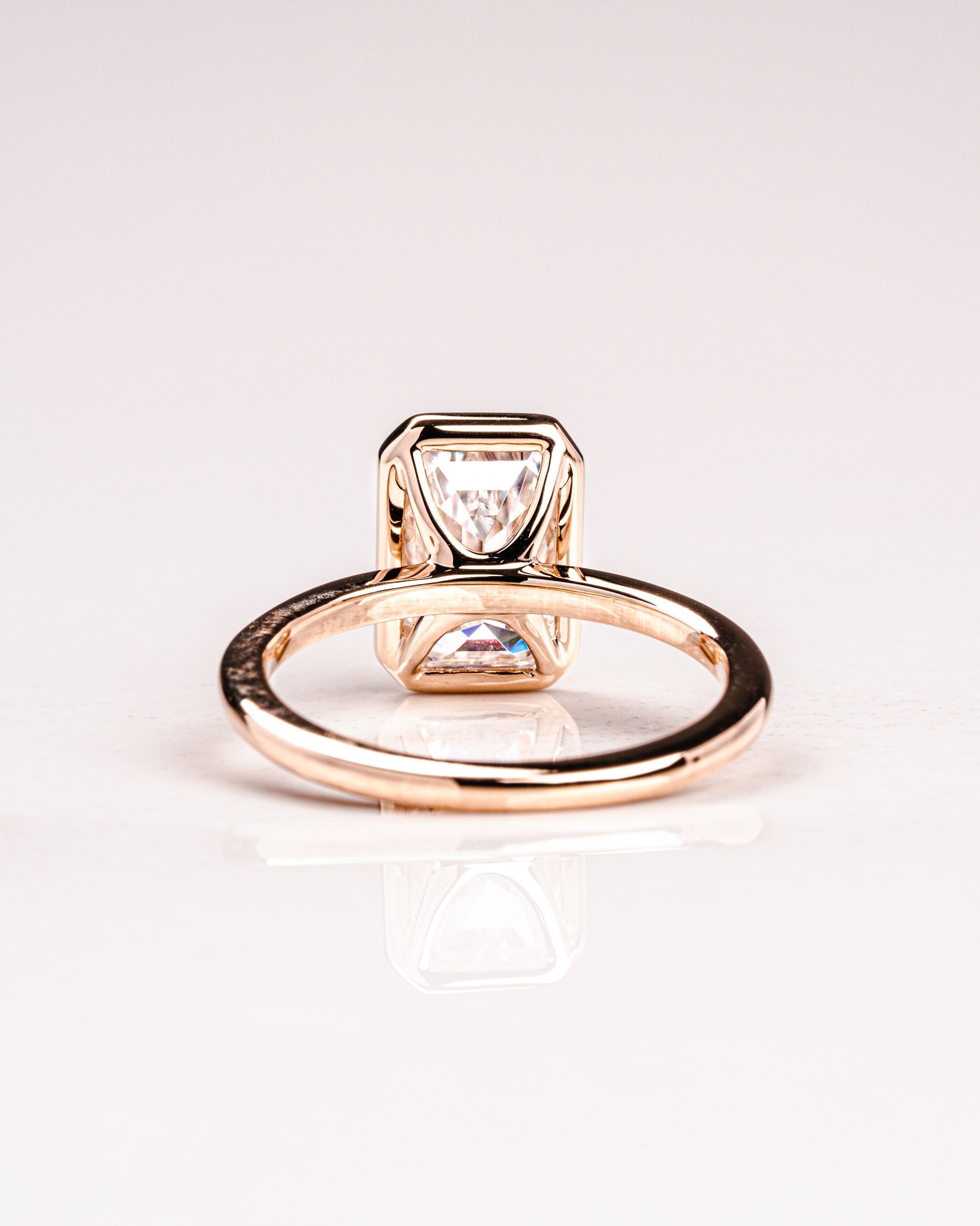 2.50 CT Emerald Cut Diamond Moissanite Bezel Engagement Ring