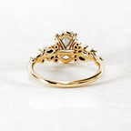 2.0 CT Oval Cut Moissanite Cluster Style Engagement Ring