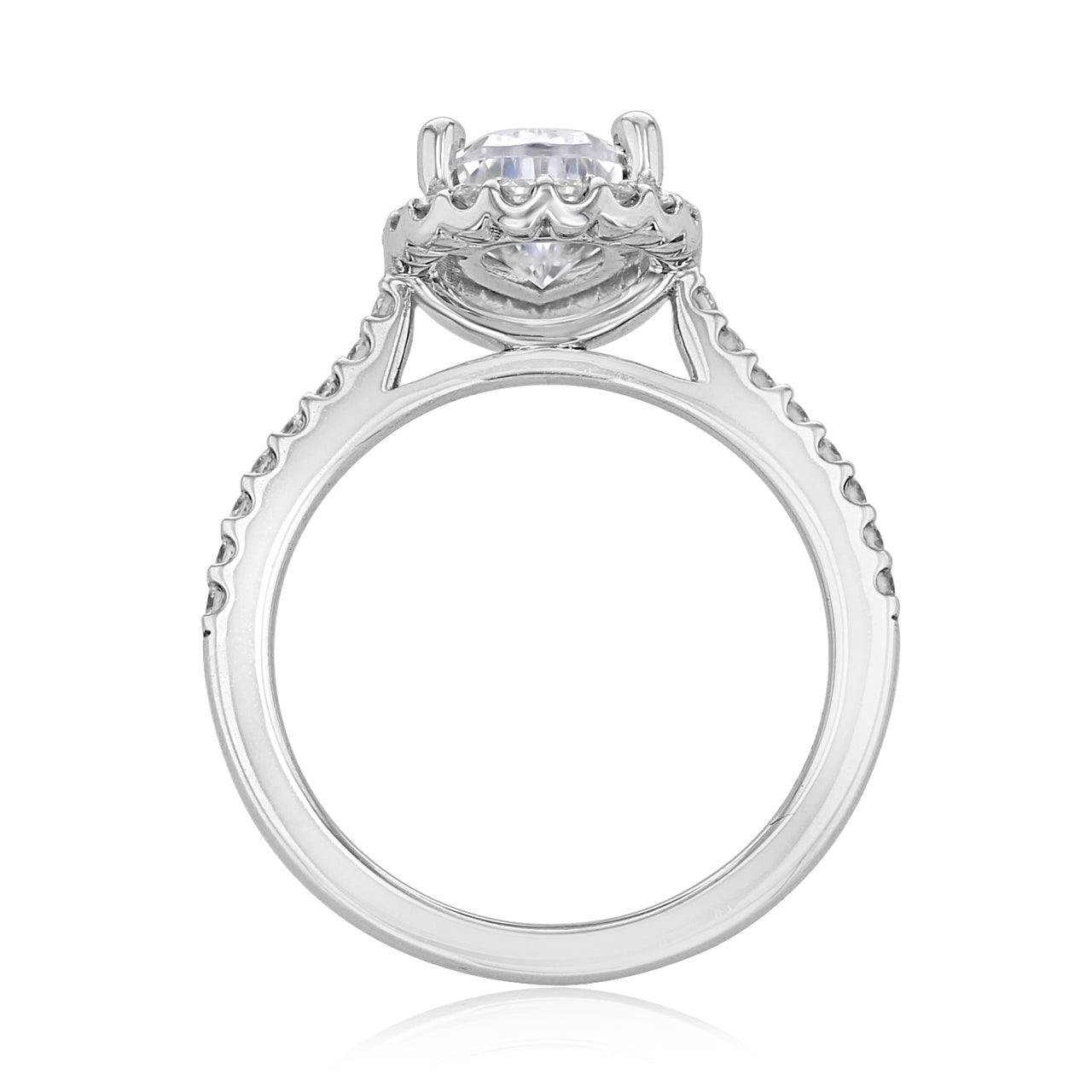 1.93ct Pear Cut Moissanite Halo Engagement Ring