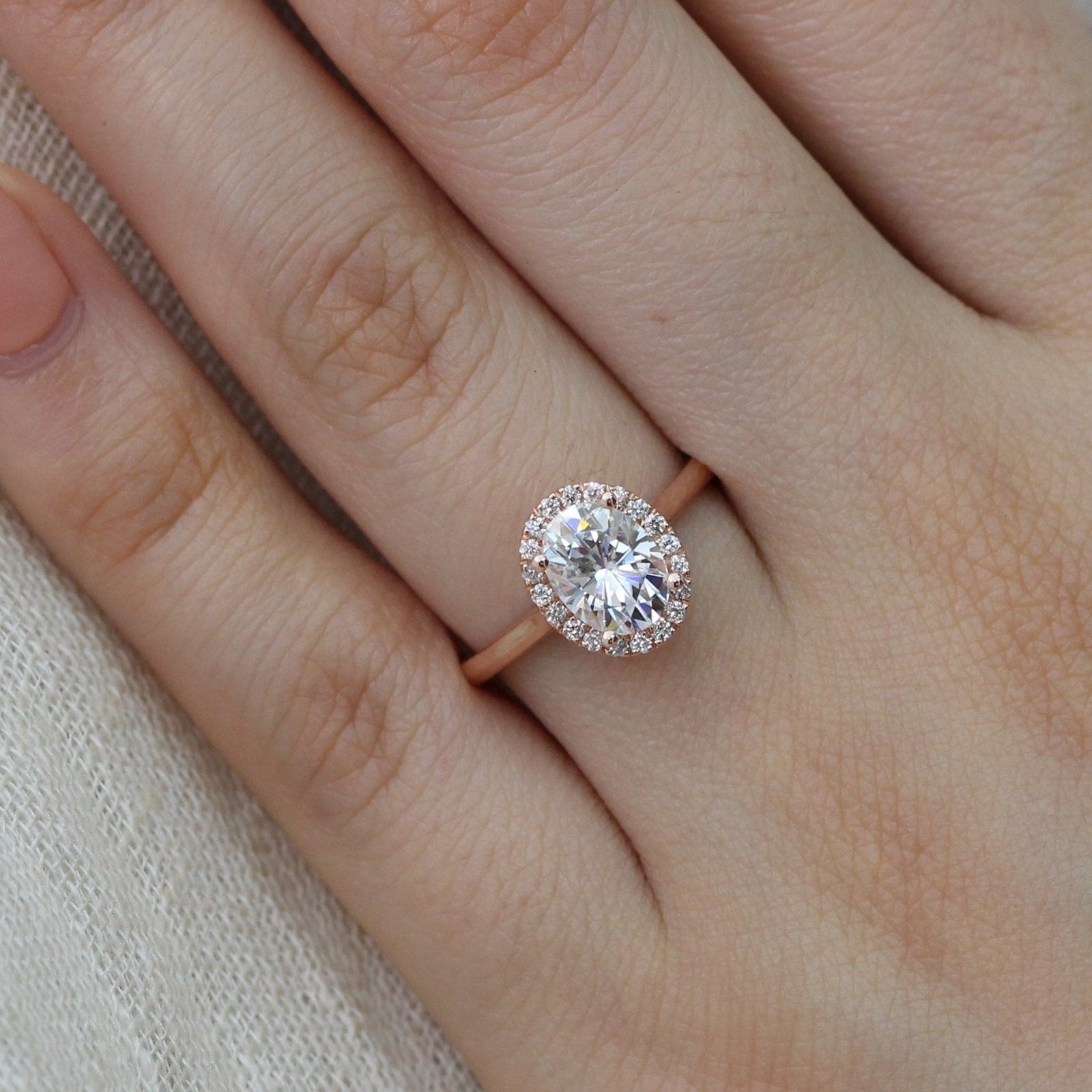 1.50 CT Oval Cut Halo Style Moissanite Engagement Ring