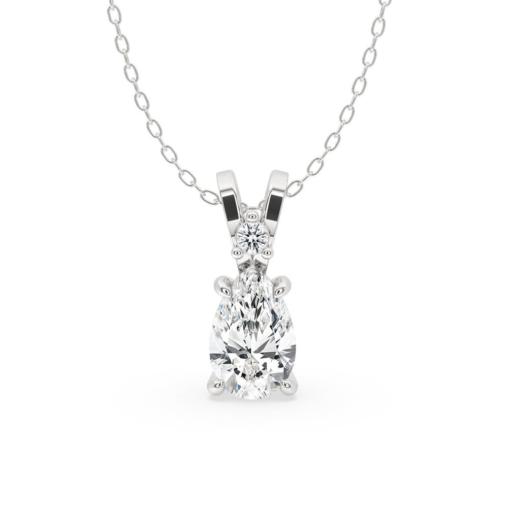 Pear Shaped Diamond Pendant - White Gold Main image