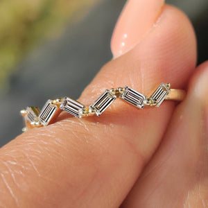 Baguette Cut Wedding Band With Zic Zac Style