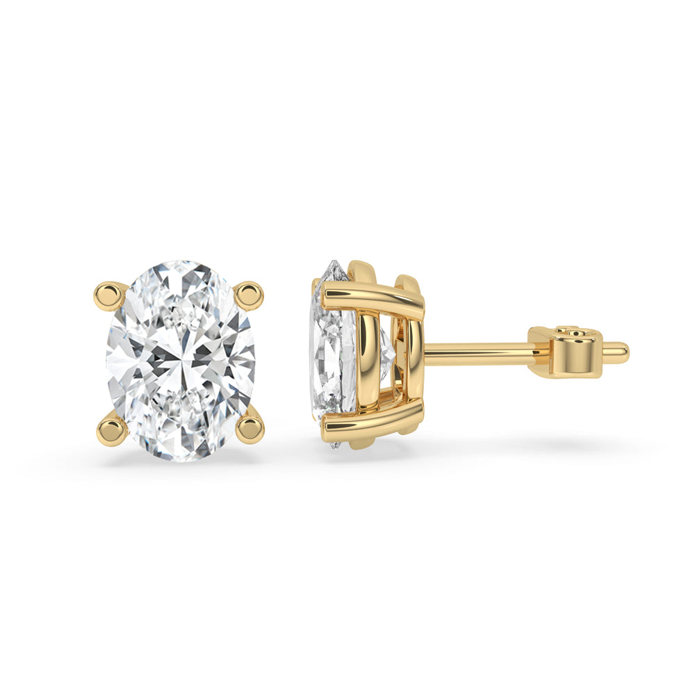 Oval Diamond Earrings with Yellow Gold Sparkle Secondary image