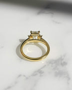 1.0 -3.0 CT Emerald ⁠Cut Lab Grown Diamond Three Stone Engagement Ring
