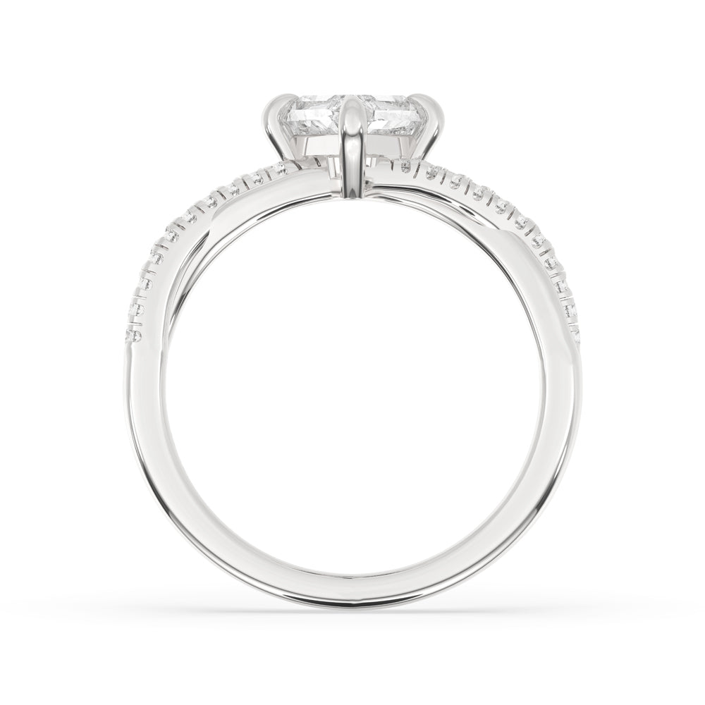 Kite Cut Engagement Ring in Pave Style – Elegant Design