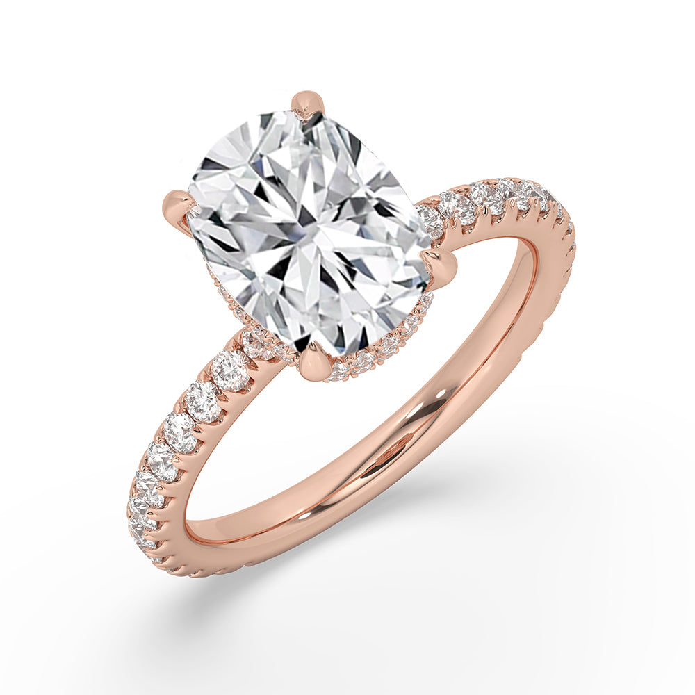 Cushion Diamond Ring In Double Hidden Halo Design