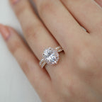 1.50CT Oval Cut Moissanite Halo Bridal Ring Set