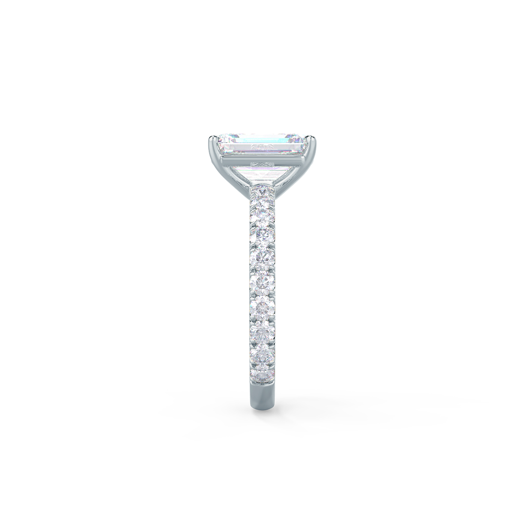 1.50 CT Emerald Cut Moissanite Pave Style Engagement Ring