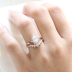 1.0CT Pear Cut Moissanite Halo Bridal Ring Set