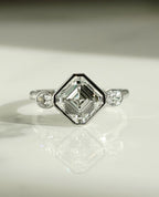 1.50 -3.50  CT Asscher ⁠Cut Lab Grown Diamond Bezel Engagement Ring