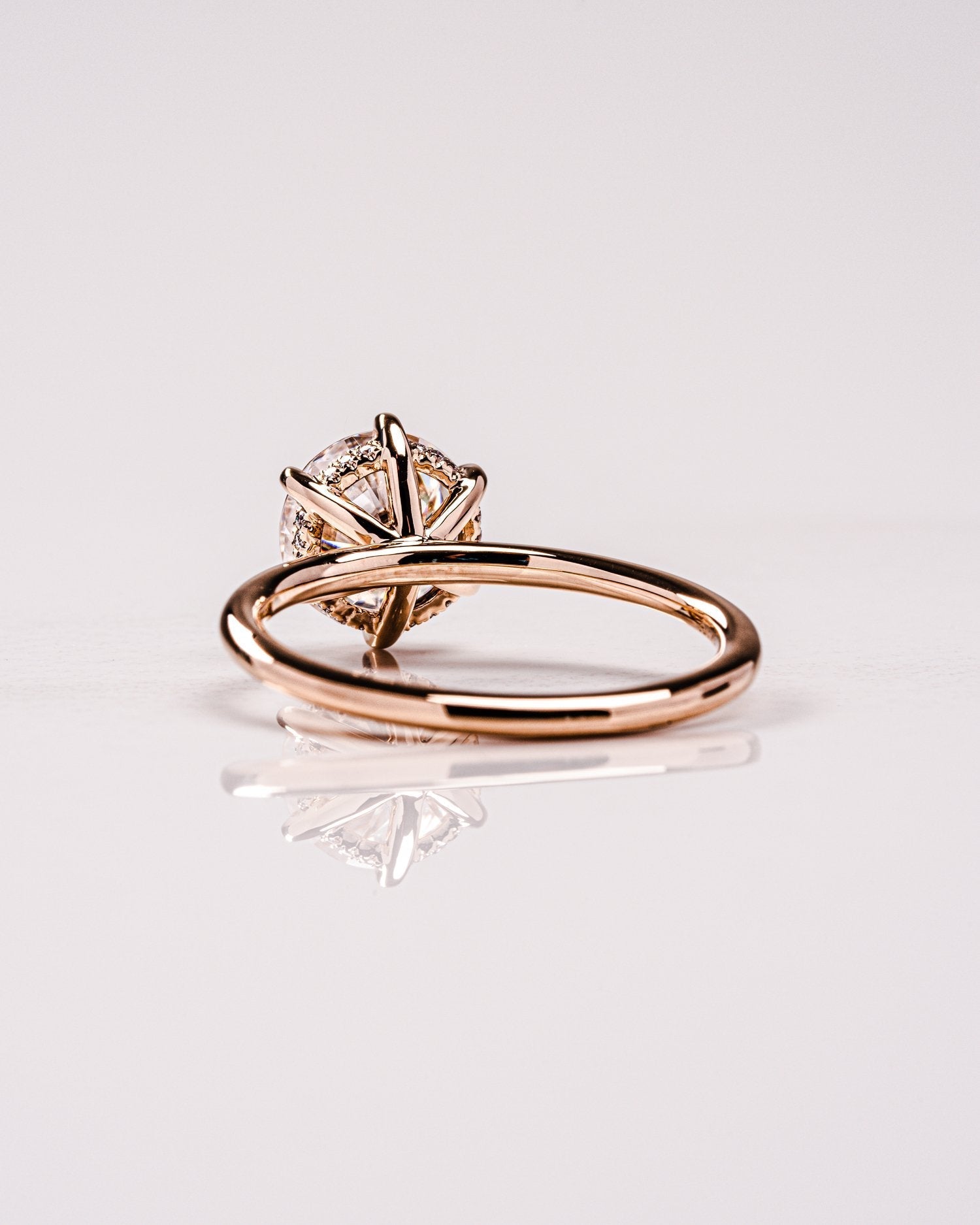 2.0 CT Round Moissanite Solitaire Engagement Ring With Hidden Halo Setting