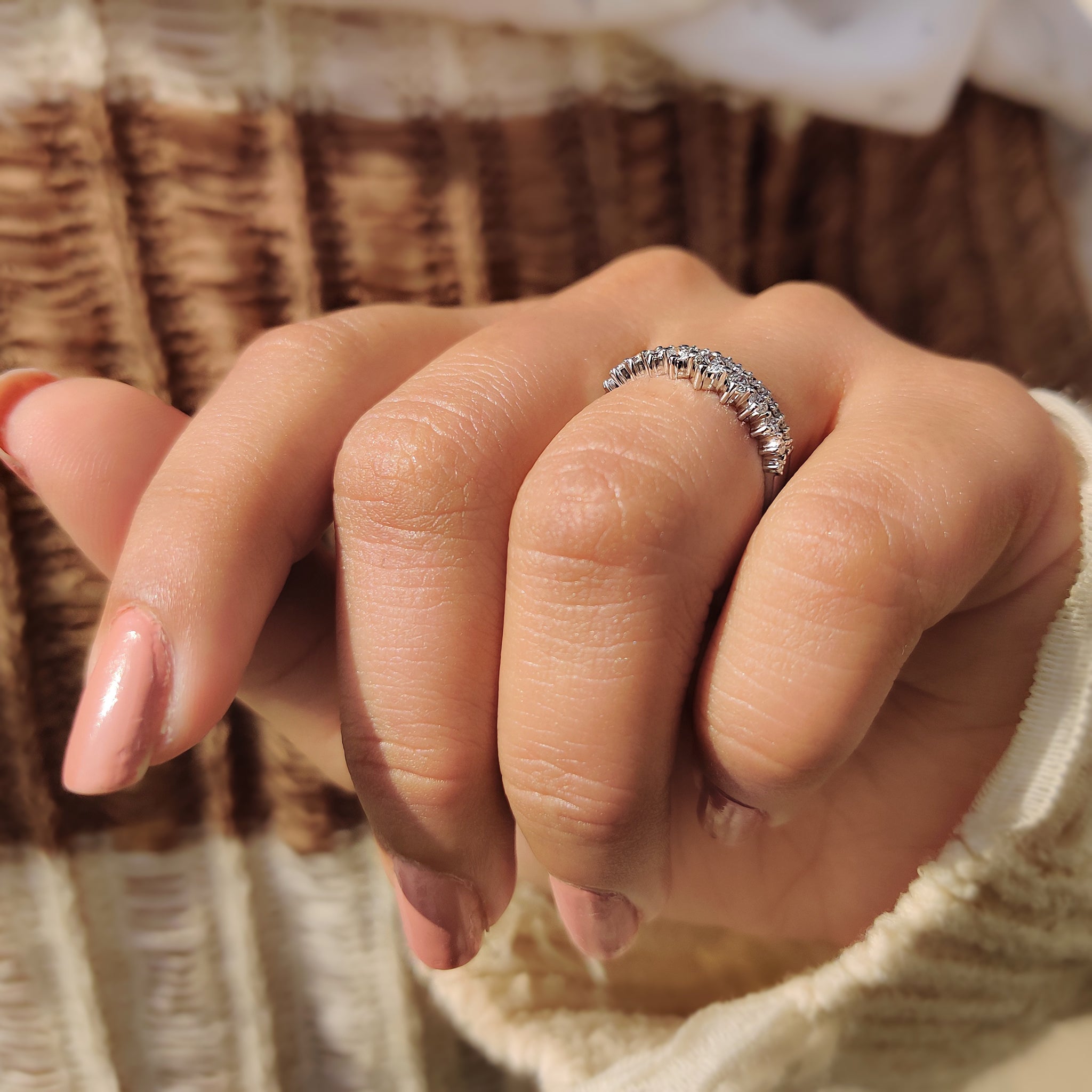 Round Cut Double Row Wedding Band
