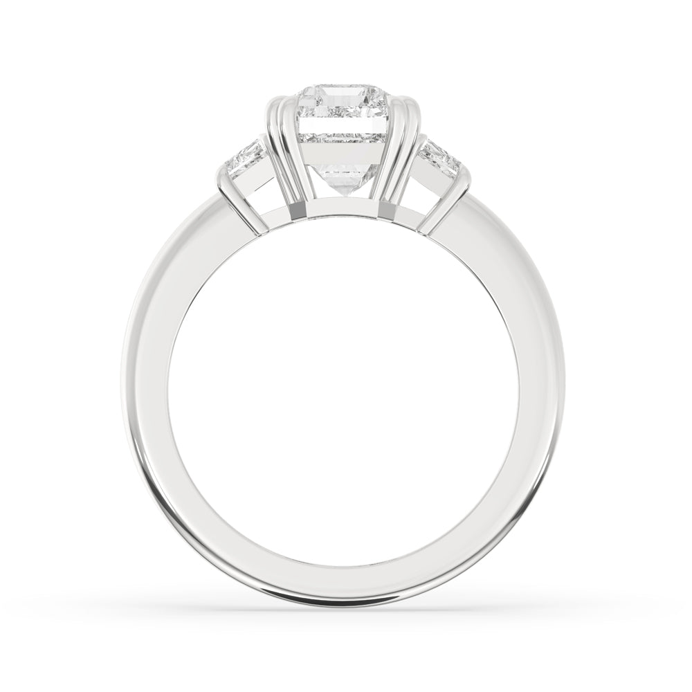 Three Stone Engagement Ring with Emerald Diamonds