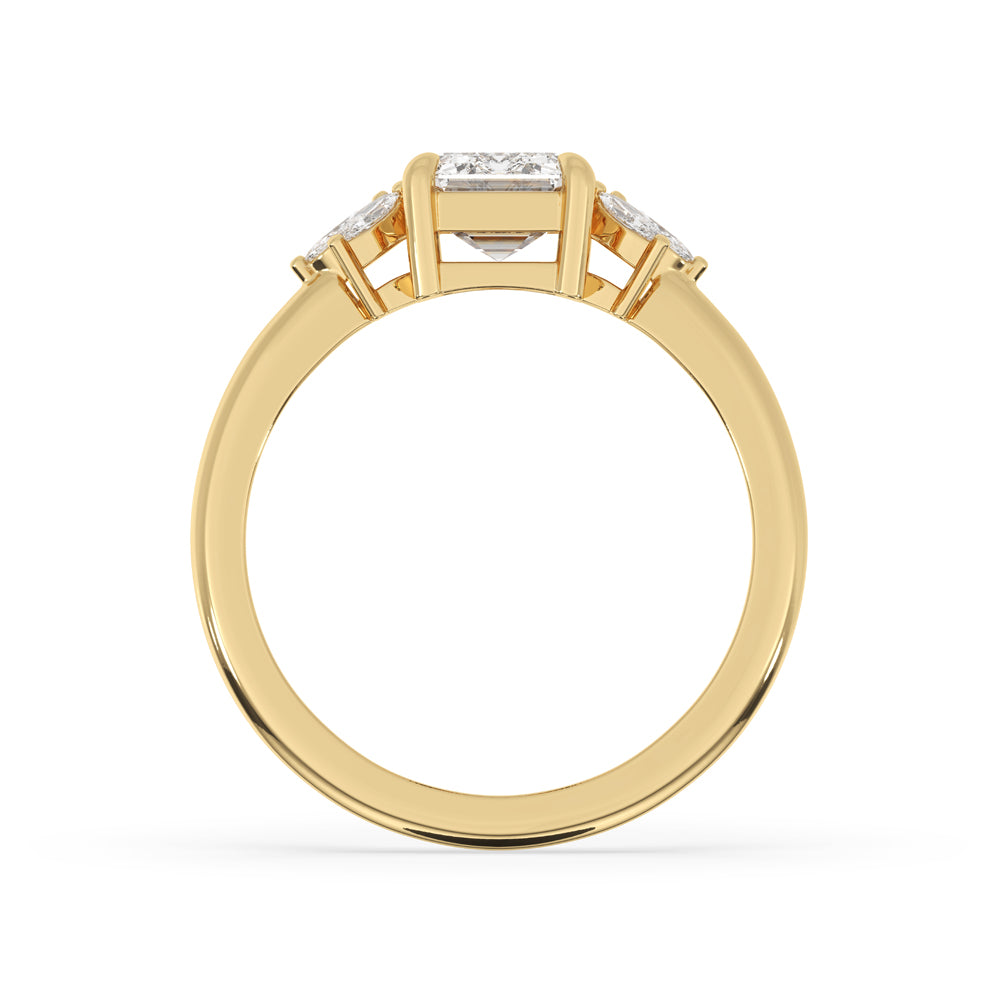 Emerald Cut Diamond Ring With Marquise Side Stones