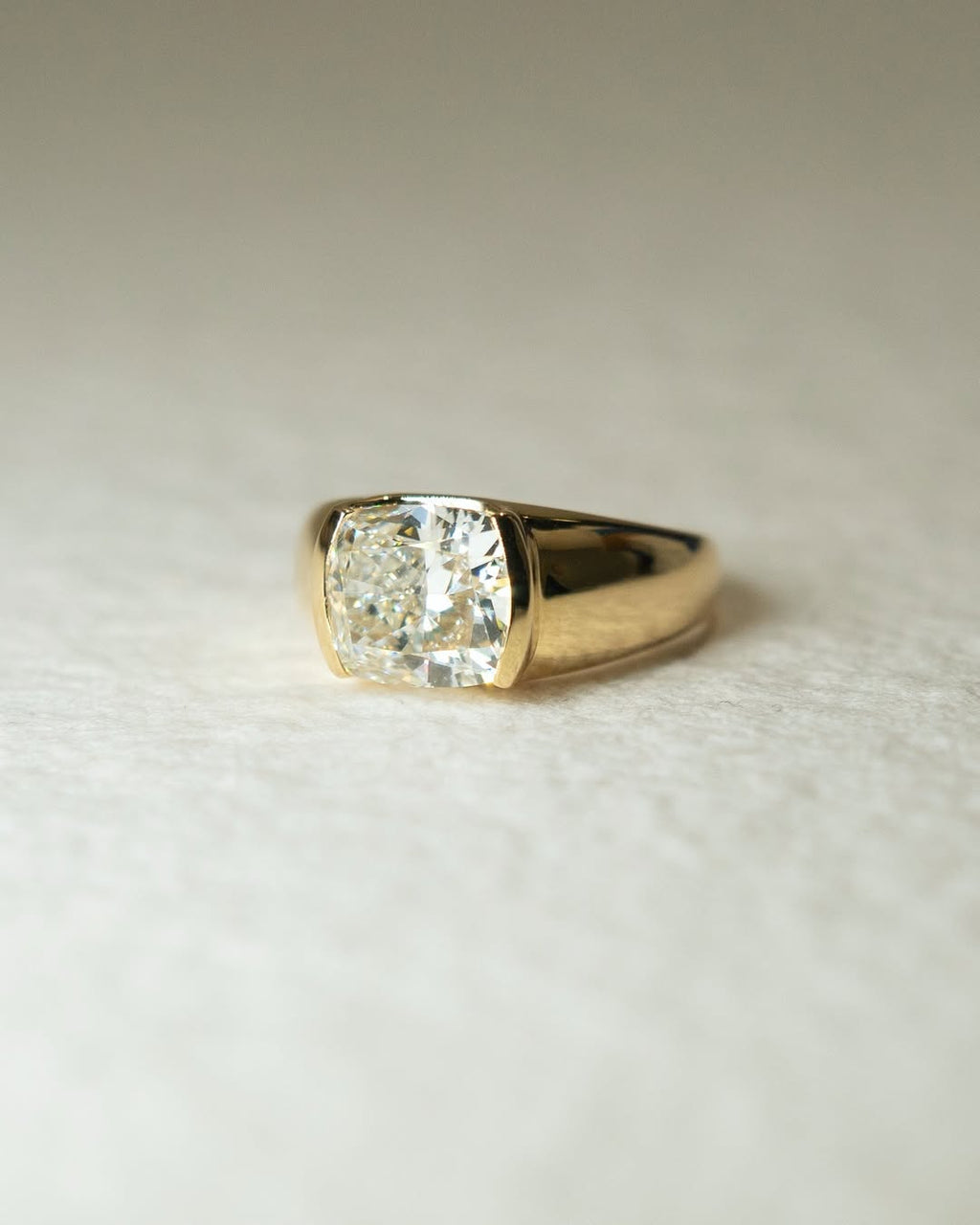 1.50 -3.80 CT Elongated Cushion ⁠Cut Lab Grown Diamond Bezel Engagement Ring