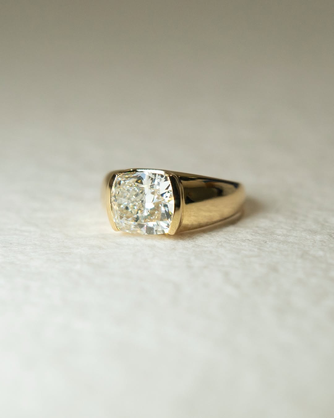 1.50 -3.80 CT Elongated Cushion ⁠Cut Lab Grown Diamond Bezel Engagement Ring