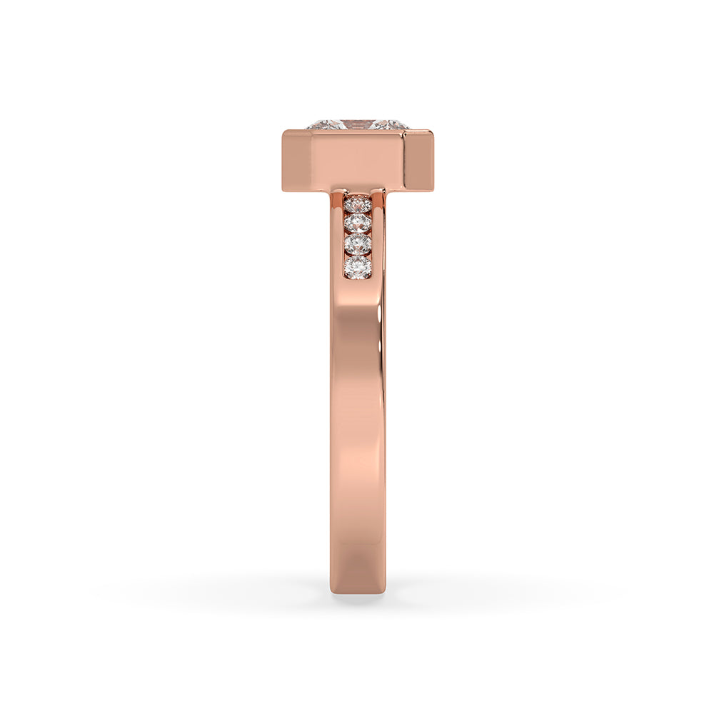 Radiant Cut Diamond Ring In Bezel Setting