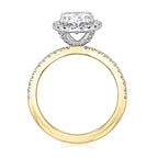 1.93CT Oval Cut Moissanite Halo Two Tone Engagement Ring