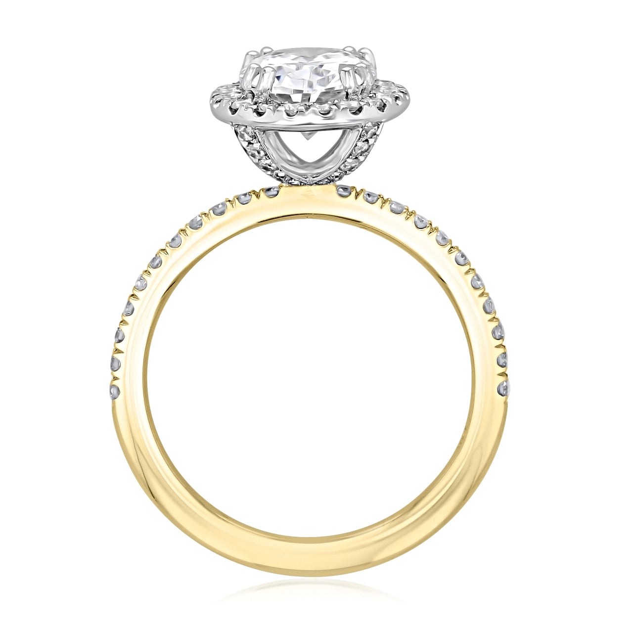 1.93CT Oval Cut Moissanite Halo Two Tone Engagement Ring