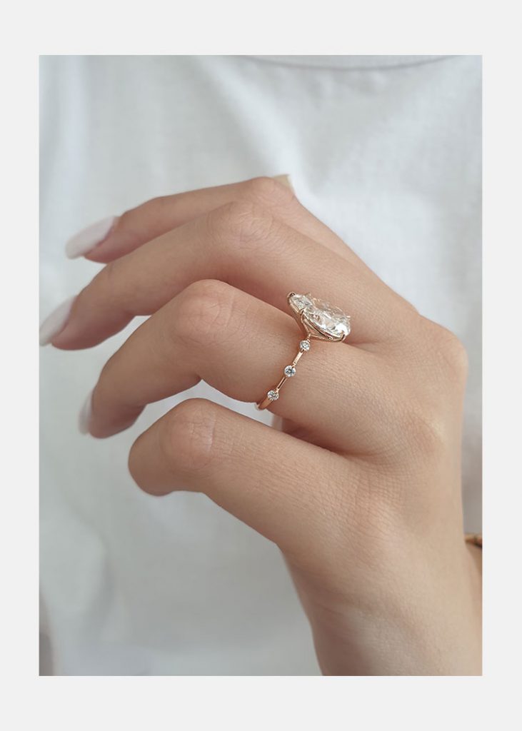 2.50 CT Pear Moissanite Solitaire Dainty Style Engagement Ring