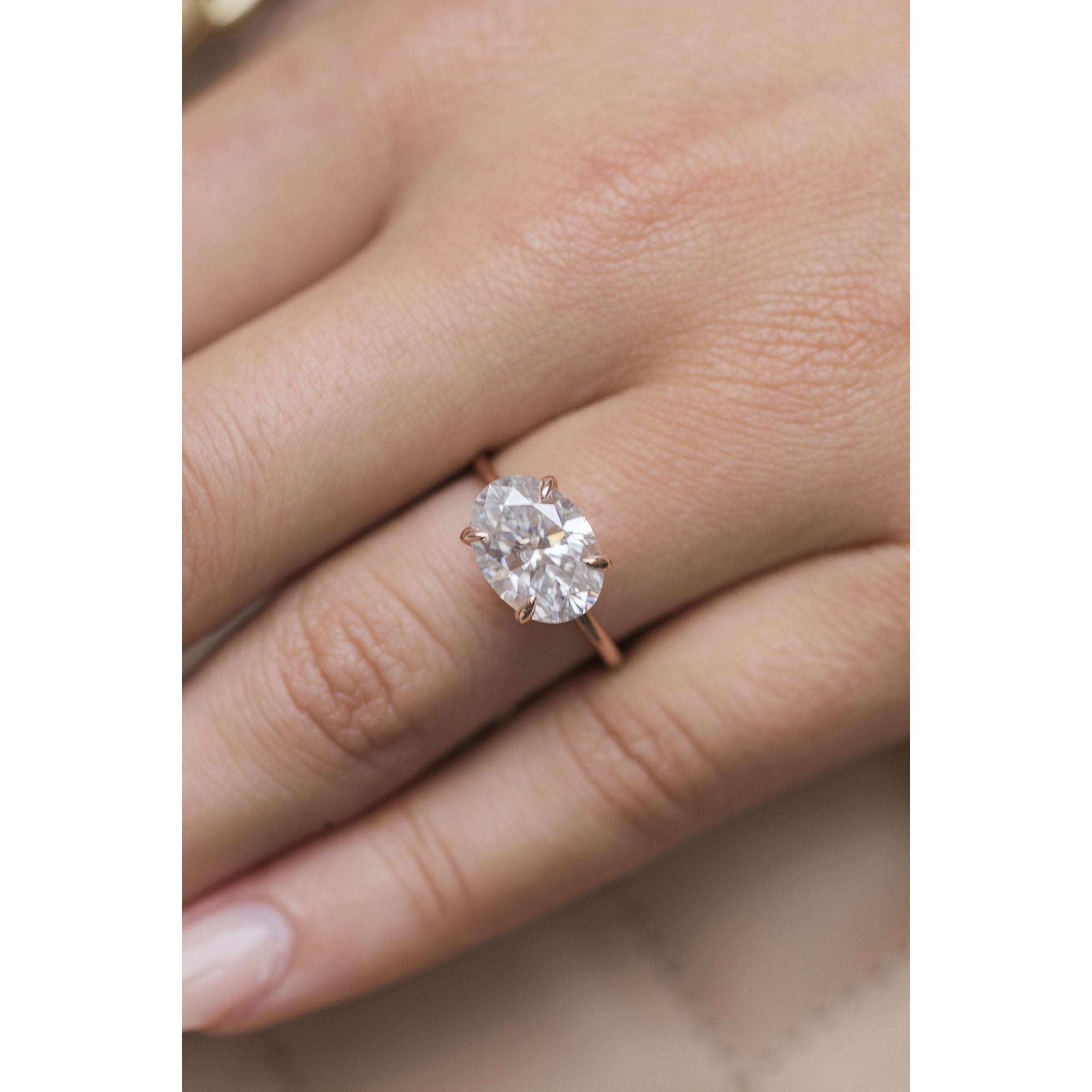 3.50 CT East-West Oval Cut Moissanite Solitaire Engagement Ring