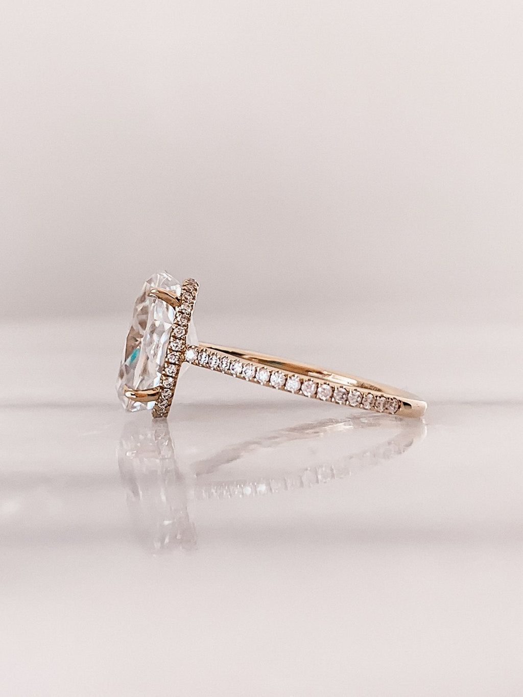 2.80 CT Oval Moissanite Hidden Halo Pave Setting Engagement Ring
