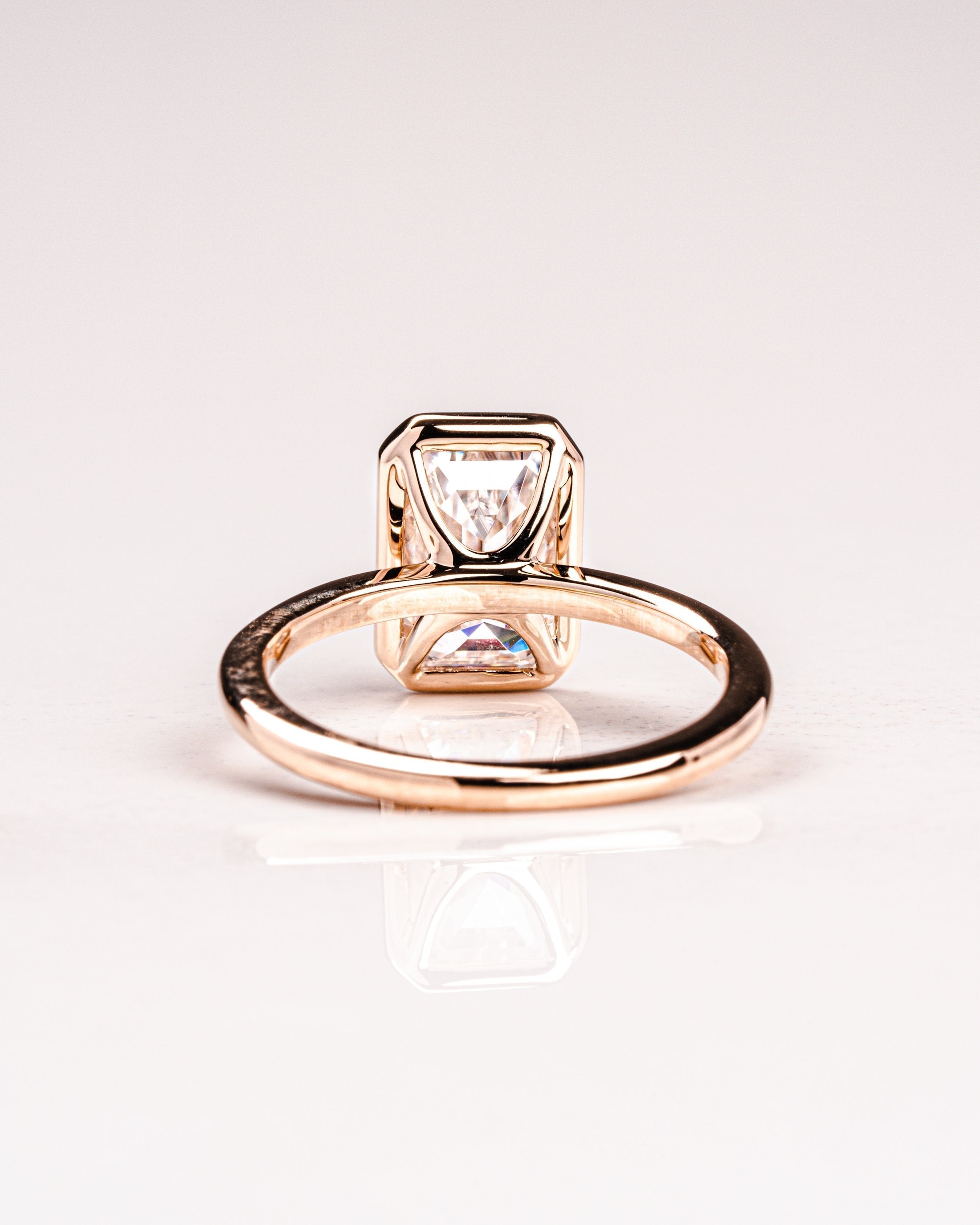2.50 CT Emerald Cut Diamond Moissanite Bezel Engagement Ring