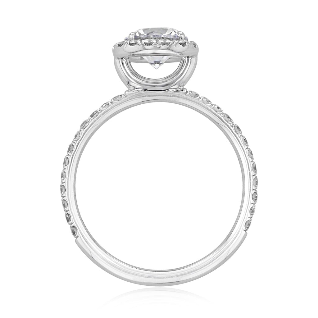 1.0CT Round Cut Halo Style Moissanite Engagement Ring