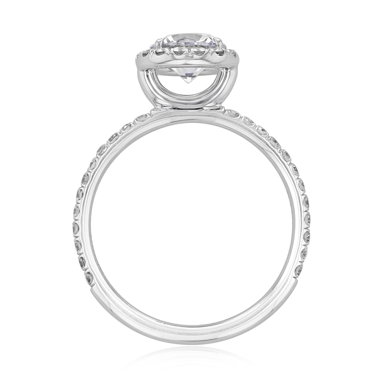 1.0CT Round Cut Halo Style Moissanite Engagement Ring