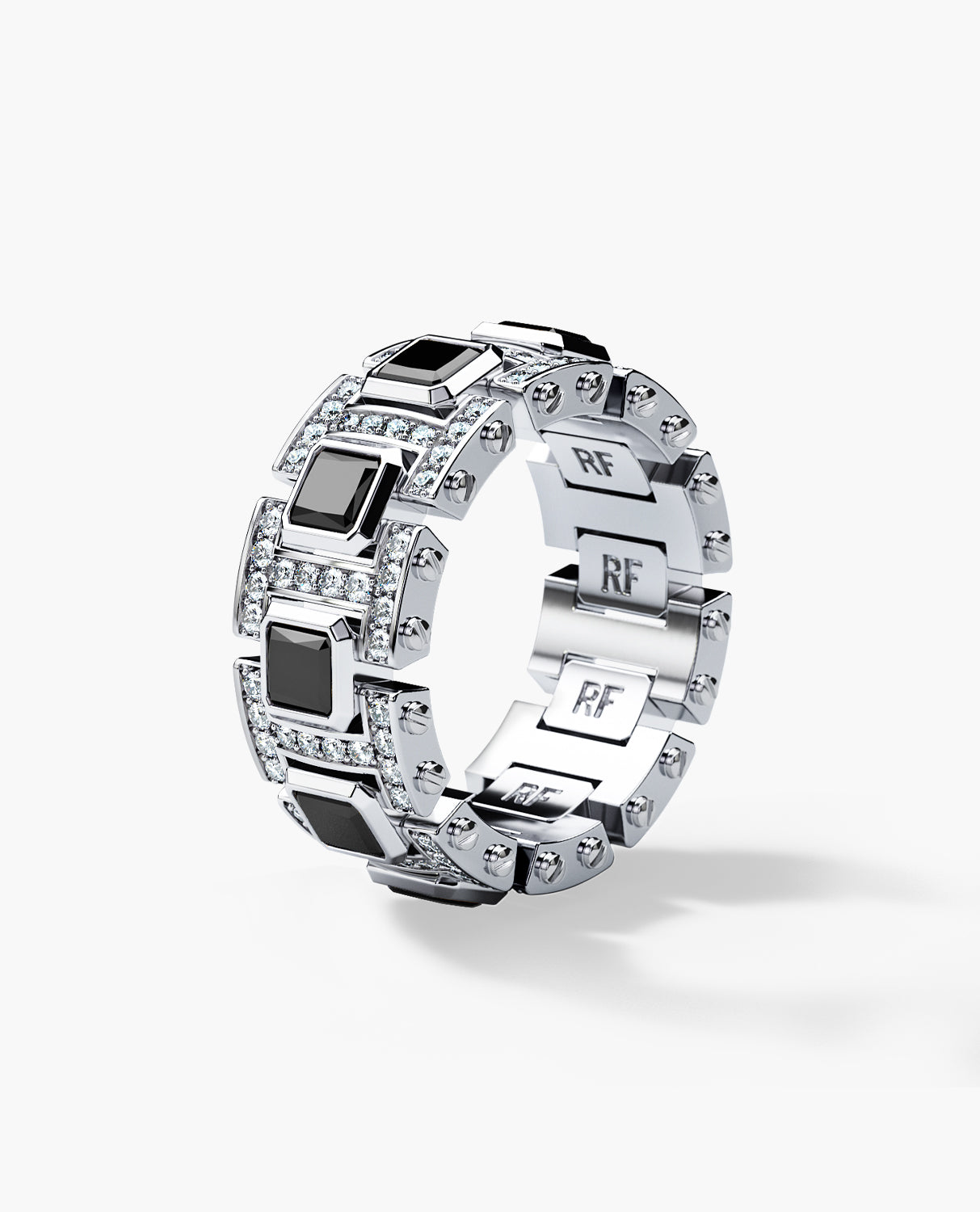 LA PAZ Gold Ring with 4.70ct Black & White Diamonds