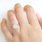 1.0 CT Vintage Floral Round Cut Diamond Moissanite Halo Engagement Ring